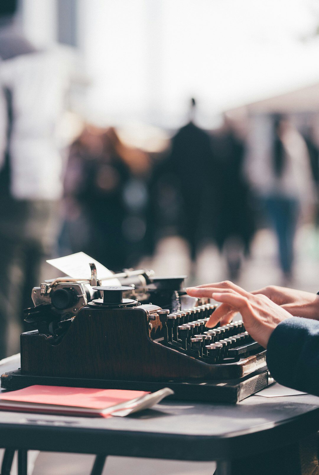 mystery writer typing