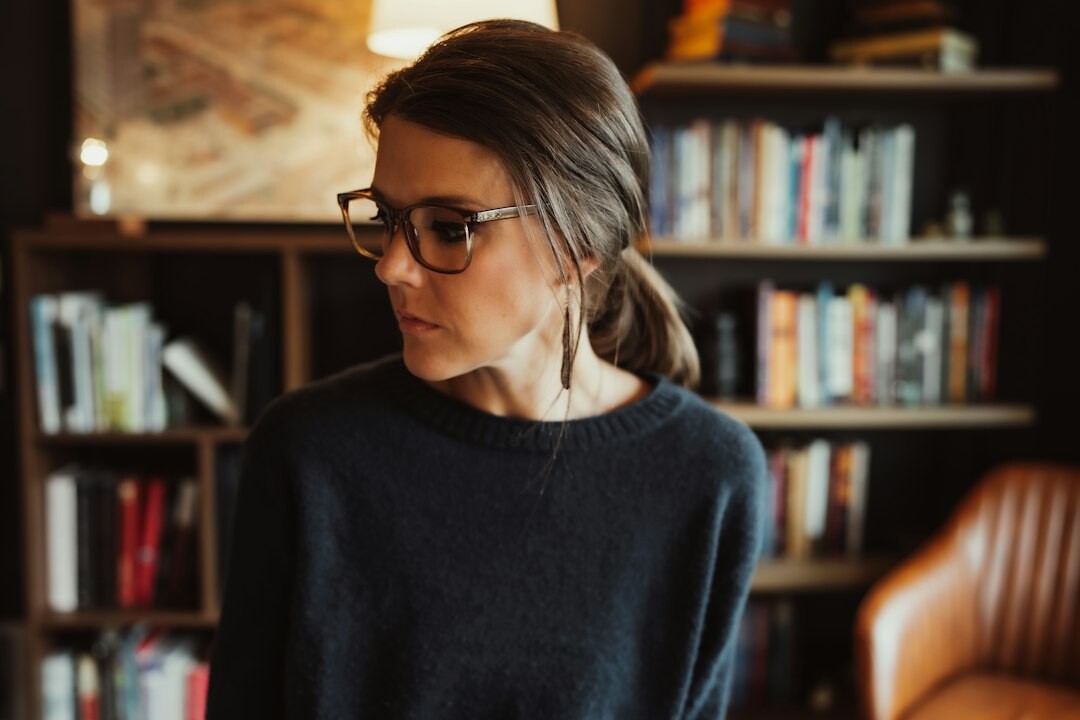 young writer researching crime books