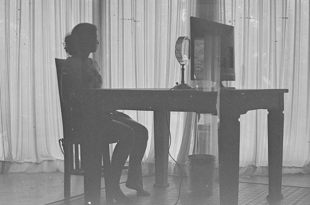 mystery writer at desk